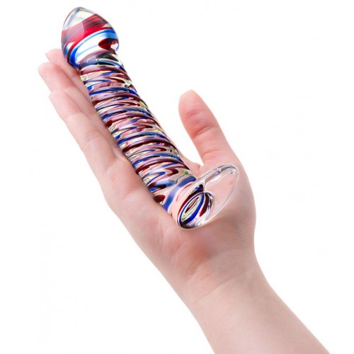 Ребристый фаллос из стекла Sexus Glass 17 см Ребристый фаллос из стекла Sexus Glass 17 см