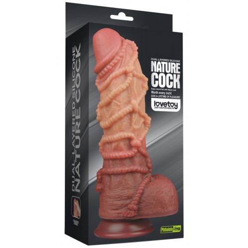 Реалистичный фаллоимитатор с мошонкой и рельефом из веревок Lovetoy Silicone Cock with Rope 27 см Реалистичный фаллоимитатор с мошонкой и рельефом из веревок Lovetoy Silicone Cock with Rope 27 см