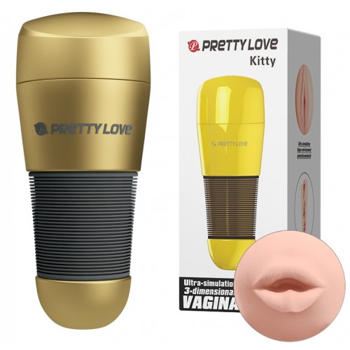 Мастурбатор-ротик в золотой колбе Pretty Love Kitty Мастурбатор-ротик в золотой колбе Pretty Love Kitty