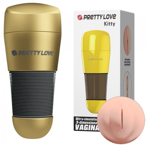 Мастурбатор-вагина с узким входом в золотой колбе Pretty Love Kitty Мастурбатор-вагина с узким входом в золотой колбе Pretty Love Kitty