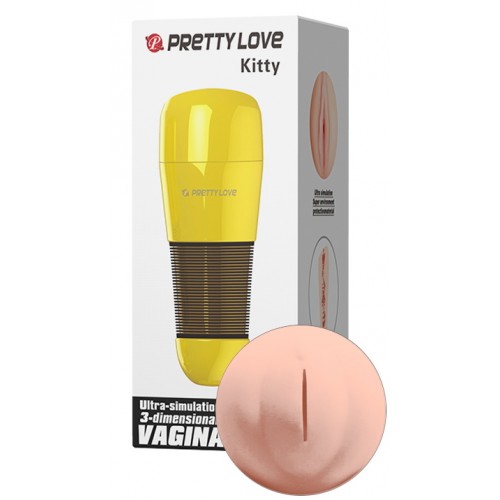 Мастурбатор-вагина с узким входом в золотой колбе Pretty Love Kitty Мастурбатор-вагина с узким входом в золотой колбе Pretty Love Kitty