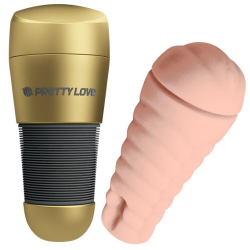 Мастурбатор-вагина с узким входом в золотой колбе Pretty Love Kitty Мастурбатор-вагина с узким входом в золотой колбе Pretty Love Kitty