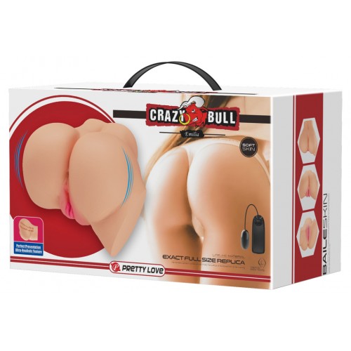 Мастурбатор Crazy Bull Emilia с вибрацией и двумя отверстиями Мастурбатор Crazy Bull Emilia с вибрацией и двумя отверстиями