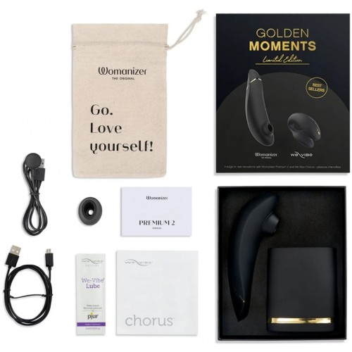 Набор стимуляторов для пар Golden Moments 2 Womanizer Premium 2 + We-Vibe Chorus Набор стимуляторов для пар Golden Moments 2 Womanizer Premium 2 + We-Vibe Chorus