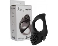 Эрекционное виброкольцо с клиторальным стимулятором Pure Passion Midnight черное