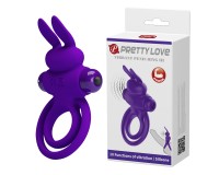Эрекционное виброкольцо Pretty Love Vibrant Penis Ring III с петлей на мошонку фиолетовое