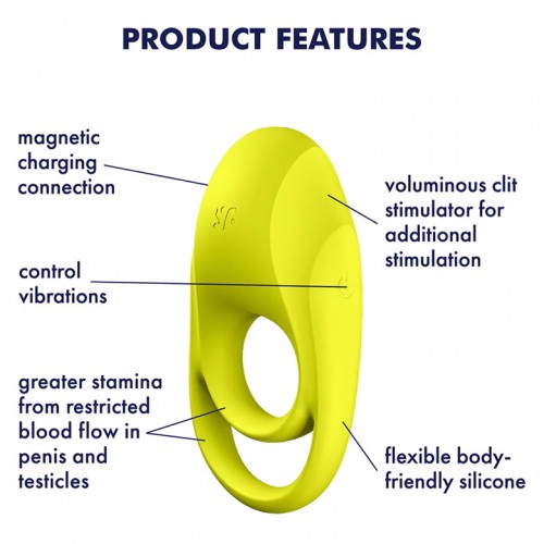 Двойное эрекционное виброкольцо Satisfyer Spectacular Duo желтое Двойное эрекционное виброкольцо Satisfyer Spectacular Duo желтое