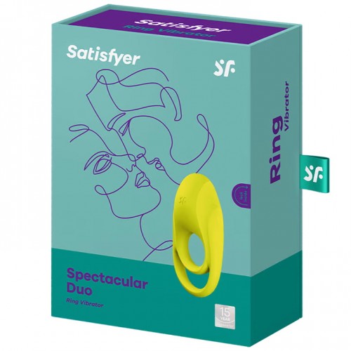 Двойное эрекционное виброкольцо Satisfyer Spectacular Duo желтое Двойное эрекционное виброкольцо Satisfyer Spectacular Duo желтое