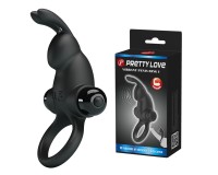 Эрекционное виброкольцо Pretty Love Vibrant Penis Ring I с клиторальным стимулятором черное