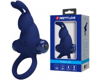 Эрекционное виброкольцо Pretty Love Vibrant Penis Ring I с клиторальным стимулятором синее