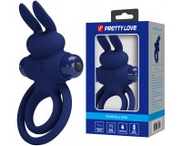 Эрекционное виброкольцо Pretty Love Vibrant Penis Ring III с петлей на мошонку синее