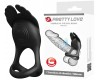Перезаряжаемое эрекционное виброкольцо Pretty Love Vibrant Penis Ring Silas с петлей на мошонку черное