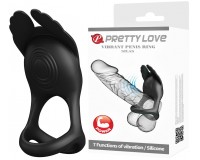 Перезаряжаемое эрекционное виброкольцо Pretty Love Vibrant Penis Ring Silas с петлей на мошонку черное