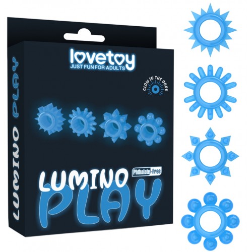 Набор из 4 светящихся в темноте эрекционных колец Lumino Play Penis Ring Набор из 4 светящихся в темноте эрекционных колец Lumino Play Penis Ring