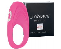 Розовое эрекционное виброкольцо Embrace Pleasure Rings