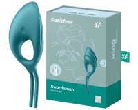 Эрекционное кольцо-лассо с вибрацией Satisfyer Swordsman цвета морской волны