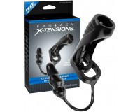 Чёрная насадка на пенис с анальной втулкой Extreme Enhancer with Anal Plug