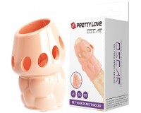 Рельефная насадка на пенис с открытой головкой Pretty Love Oscar телесная