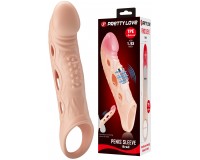 Увеличивающая вибронасадка на пенис с петлей под мошонку телесного цвета Penis Sleeve Brad + 5 см