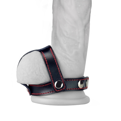 Утяжка на пенис с разделителем мошонки Bondage Fetish T-Style Leather Cockring With Ball Divider Утяжка на пенис с разделителем мошонки Bondage Fetish T-Style Leather Cockring With Ball Divider