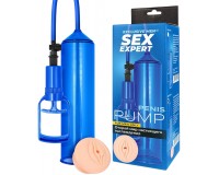 Вакуумная помпа Sex Expert с реалистичной насадкой в виде вагины синяя