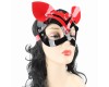Маска кошки черно-красная лакированная 