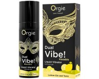 Съедобный интимный гель с возбуждающим эффектом вибрации Orgie Dual Vibe Lemon Gin And Tonic 15 мл