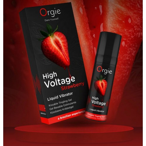 Съедобный интимный гель с возбуждающим эффектом вибрации Orgie High Voltage Strawberry 15 мл Съедобный интимный гель с возбуждающим эффектом вибрации Orgie High Voltage Strawberry 15 мл
