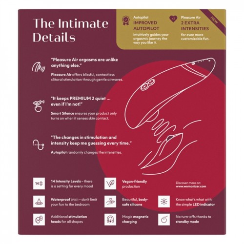 Бесконтактный стимулятор клитора Womanizer Premium 2 Bordeaux Бесконтактный стимулятор клитора Womanizer Premium 2 Bordeaux