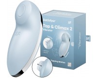 Клиторальный вибростимулятор с пульсацией Satisfyer Tap And Climax 2 голубой