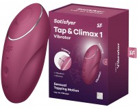 Клиторальный вибростимулятор с пульсацией Satisfyer Tap And Climax 1 бордовый
