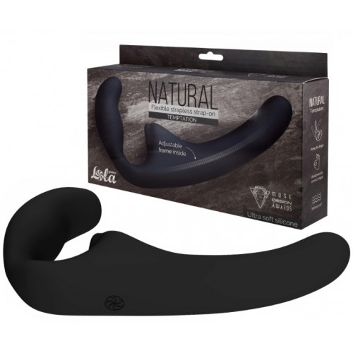 Гнущийся безремневой страпон Natural Temptation Black Гнущийся безремневой страпон Natural Temptation Black