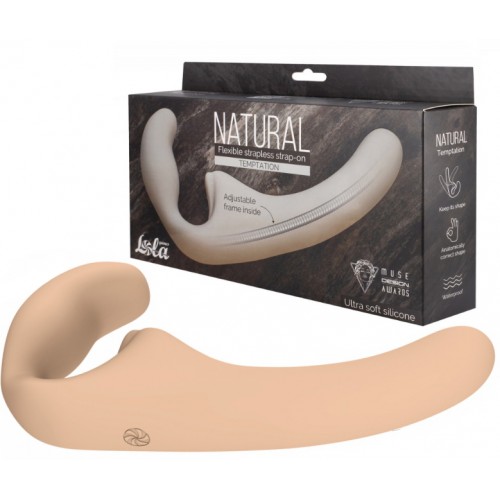 Гнущийся безремневой страпон Natural Temptation Biege Гнущийся безремневой страпон Natural Temptation Biege