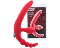 Безремневой вибрострапон Black and Red by Toyfa с анальным стимулятором красный