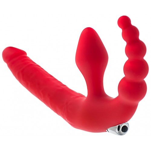 Безремневой вибрострапон Black and Red by Toyfa с анальным стимулятором красный Безремневой вибрострапон Black and Red by Toyfa с анальным стимулятором красный