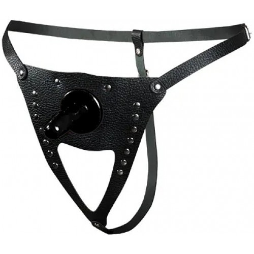 Трусики для страпона с заклепками из натуральной кожи со штырьком Sitabella Трусики для страпона с заклепками из натуральной кожи со штырьком Sitabella
