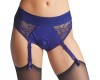 Кружевные трусики для страпона с пажами Strap-On-Me Harness Lingerie Diva M синий
