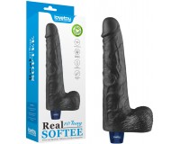 Классический черный вибратор с мошонкой Real Softee 26 см