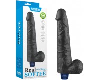 Классический черный вибратор с мошонкой Real Softee 27 см