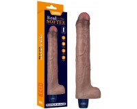 Реалистичный вибратор-мулат с мошонкой Real Softee 27 см
