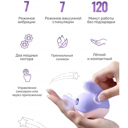 Бесконтактный вакуумно-волновой стимулятор клитора с вибрацией Magic Motion Unicorn фиолетовый Бесконтактный вакуумно-волновой стимулятор клитора с вибрацией Magic Motion Unicorn фиолетовый