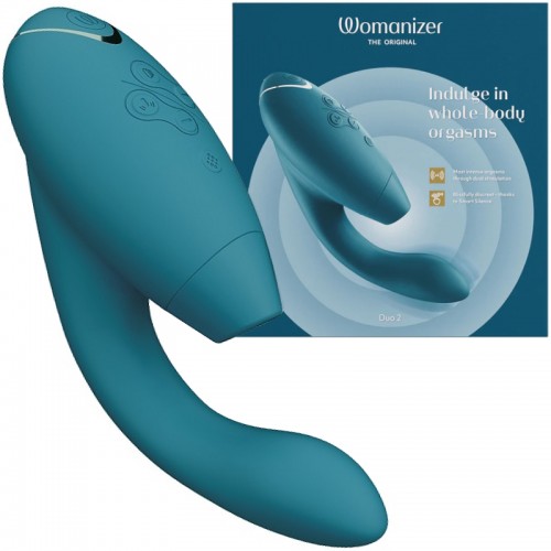Роскошный вакуумный вибростимулятор для G точки и клитора Womanizer Duo 2 бирюзовый Роскошный вакуумный вибростимулятор для G точки и клитора Womanizer Duo 2 бирюзовый