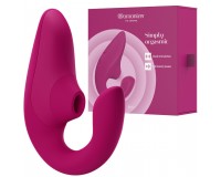 Бесконтактный вакуумно-волновой стимулятор клитора с вибрацией и вагинальным отростком Womanizer Blend малиновый