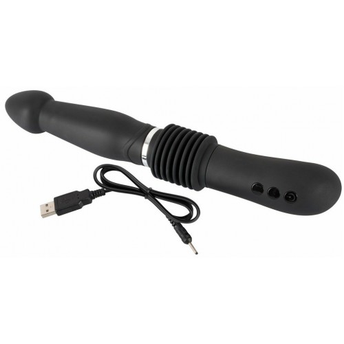 Анальный вибратор черного цвета с поступательными движениями Push it Анальный вибратор черного цвета с поступательными движениями Push it