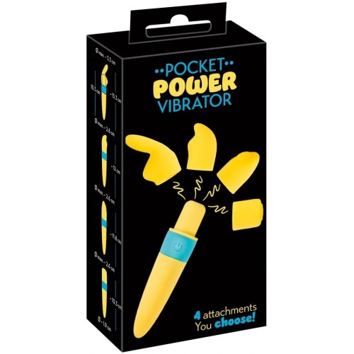 Перезаряжаемый мини-стимулятор с вибрацией и сменными насадками Pocket Power Vibrator Перезаряжаемый мини-стимулятор с вибрацией и сменными насадками Pocket Power Vibrator