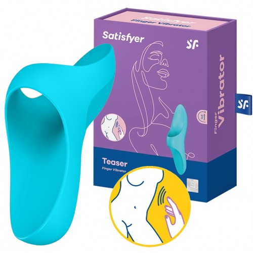 Клиторальный вибромассажер на палец Satisfyer Teaser голубой Клиторальный вибромассажер на палец Satisfyer Teaser голубой