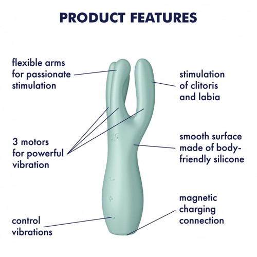 Универсальный вибростимулятор Satisfyer Threesome 3 мятный Универсальный вибростимулятор Satisfyer Threesome 3 мятный