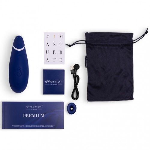 Бесконтактный вакуумно-волновой стимулятор клитора Womanizer Premium синий Бесконтактный вакуумно-волновой стимулятор клитора Womanizer Premium синий