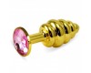 Анальная пробка Gold Small Plug рифленая светло-розовый