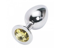 Большая анальная пробка Anal Jewelry Plug Silver Yellow L
